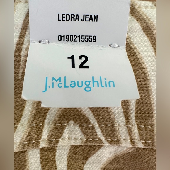 J. McLaughlin Leora Wide Leg Jeans in Tan/Cream Seabray NWT - Picture 6 of 8